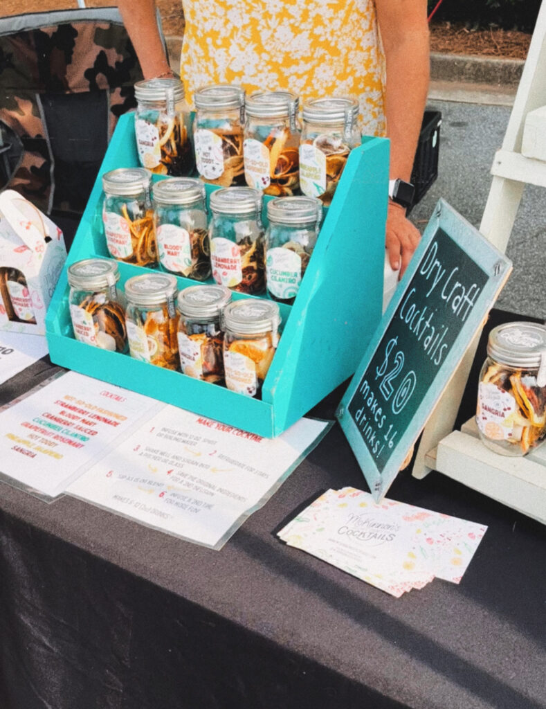 Booth at Alive After 5 in Roswell, Georgia selling dry craft cocktails 