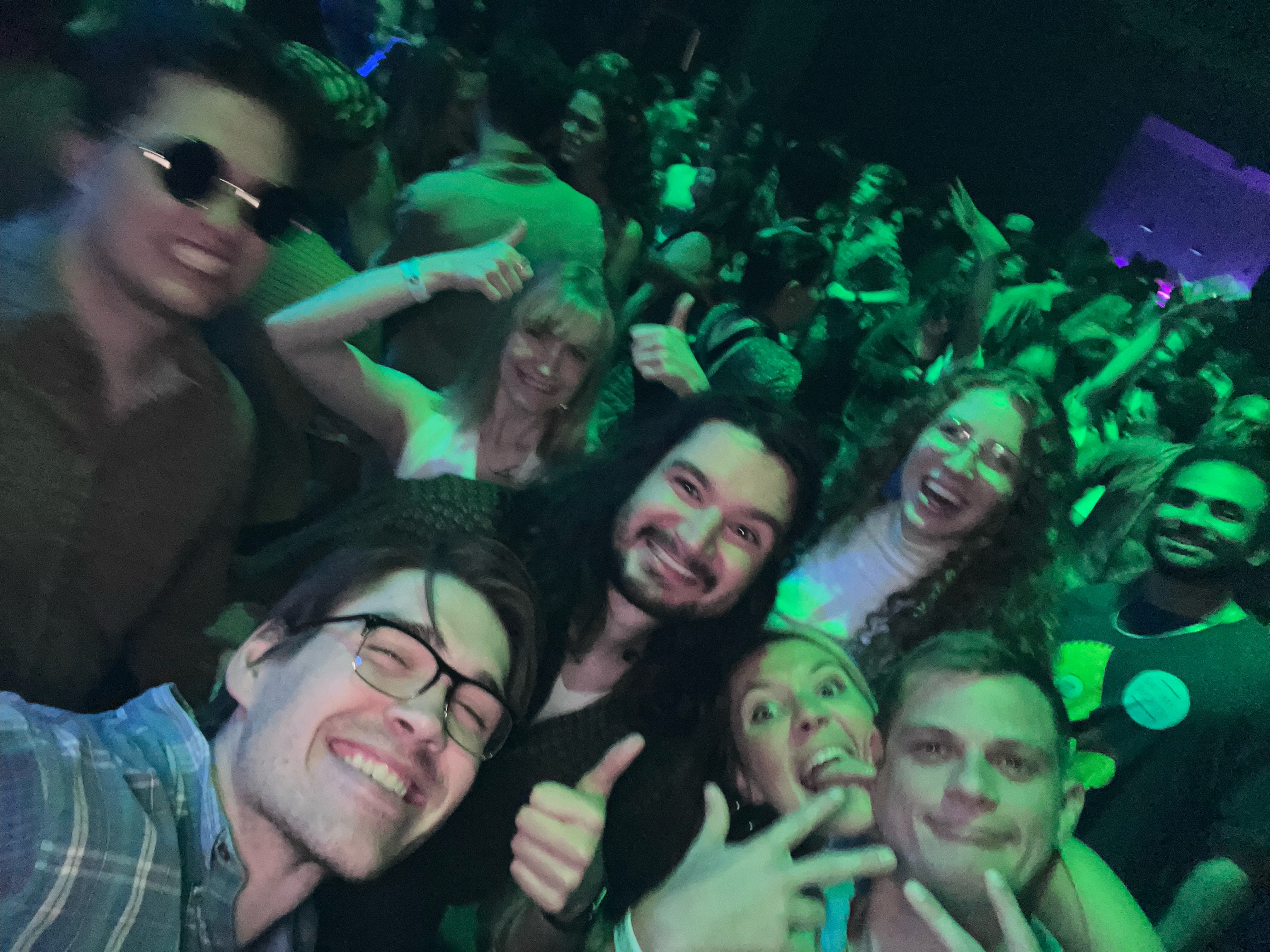 A group of friend taking a selfie at Gimme Gimme Disco