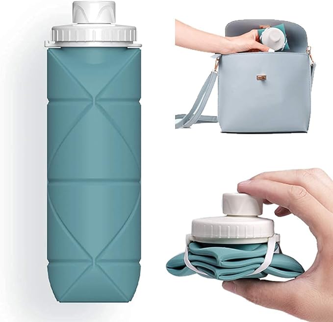 A Teal Collapsible Reusable Water Bottle 