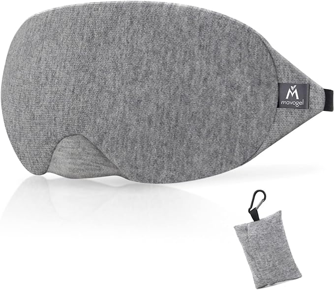 A Grey Sleep Mask And The Matching Travel Bag