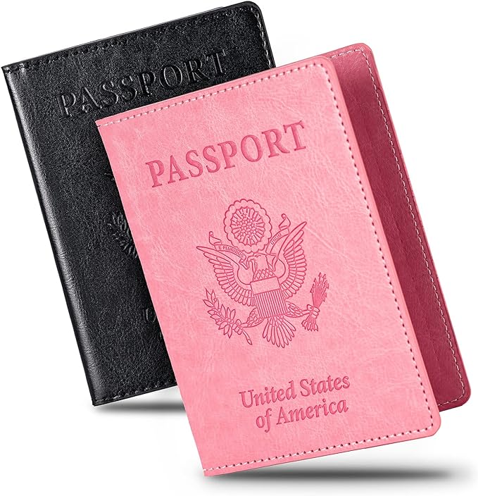 2 Passport Holders, One Black and One Pink