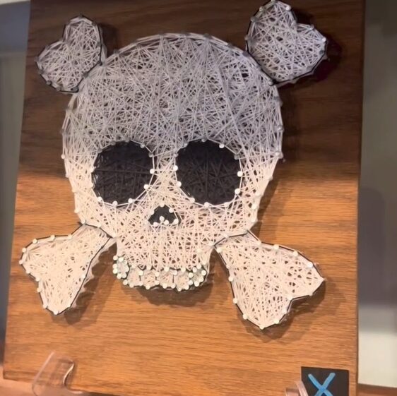 an example of string art that you can put together at The Sipping Plant. This one is a skull and crossbones
