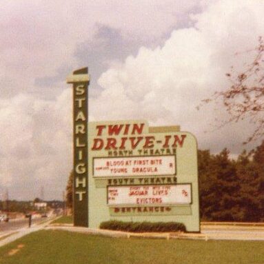 an old photo of the Starlight Drive In Movie Theater in Atlanta