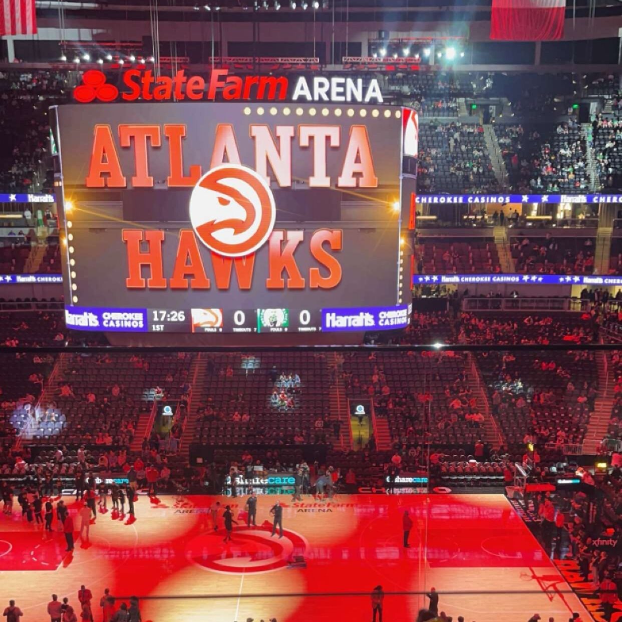 the jumbotron at an Atlanta Hawks game