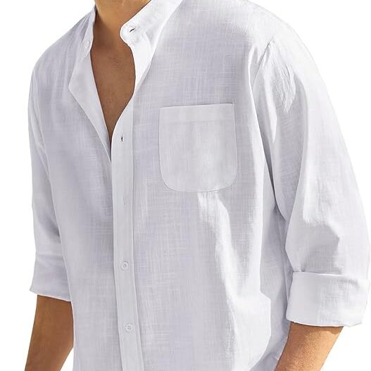 a men's white light button up shirt