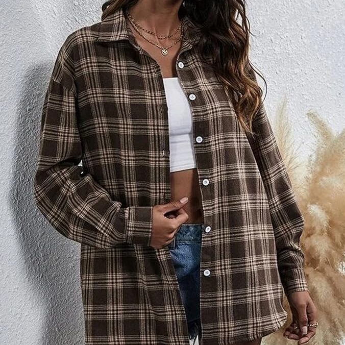 a women's brown light flannel