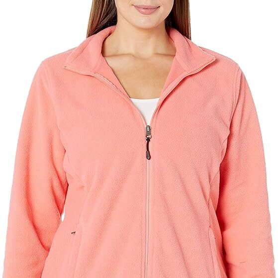 A women's pink lightwight zip up fleece jacket