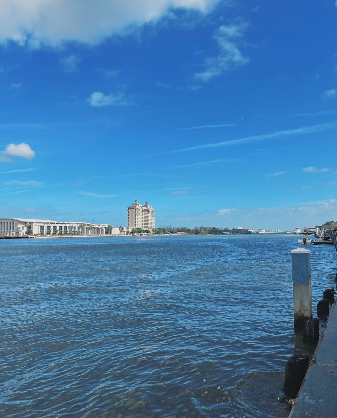view of the river in Savannah Georgia from River Street