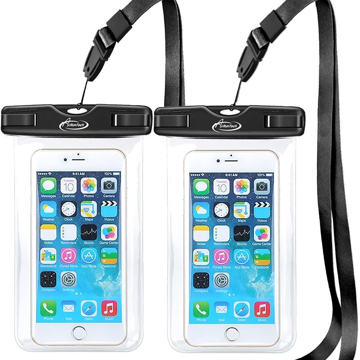 two clear waterproof phone case lanyards