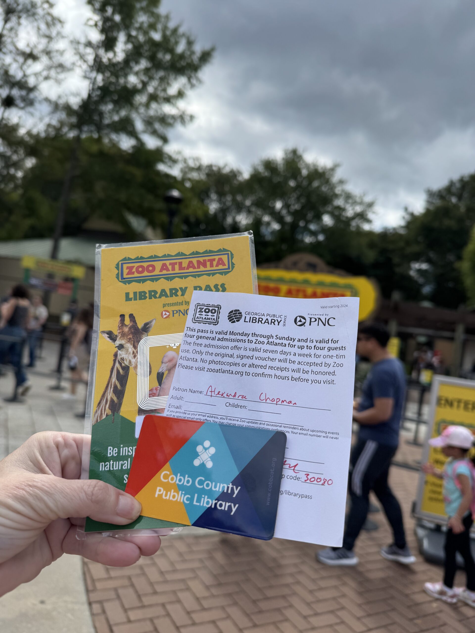 Zoo Atlanta Library Pass, Voucher, And Cobb County Library Card 