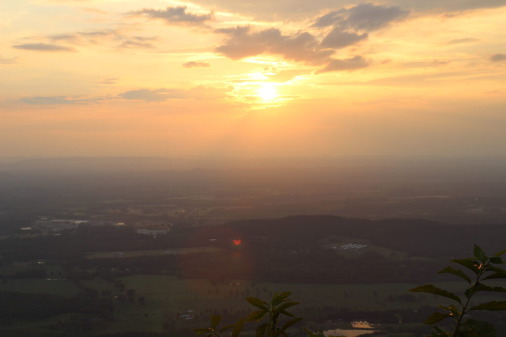 View from Fort Mountain West Overlook Trail at sunset